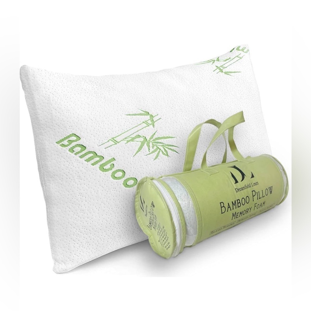 NEW-Bamboo Pillow Shredded Memory Foam Queen Size- Ultra Soft, Cool & Breathable